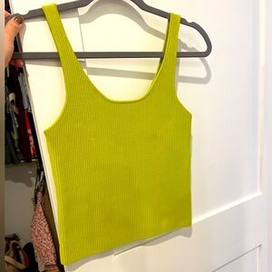 line & dot ribbed tank top - neon green